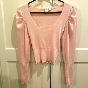 WORN ONCE TWIK SIZE SMALL PINK RIBBED SCOOP NECK CROPPED SWEATER